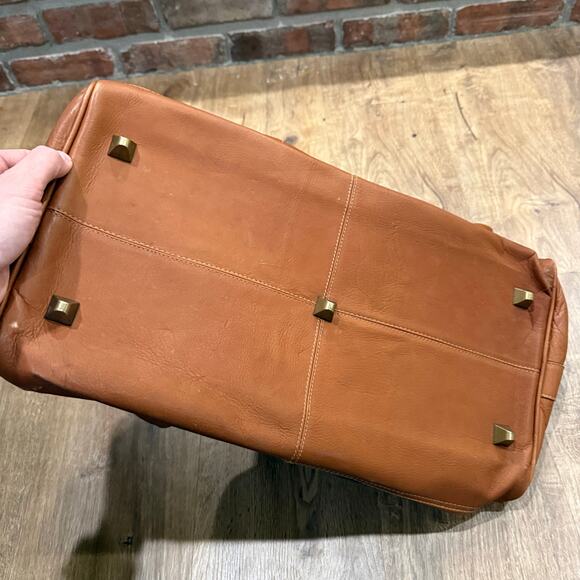 Clava Brown Genuine Leather Weekender Gym Overnight Bag W/Removable Strap - Picture 5 of 9